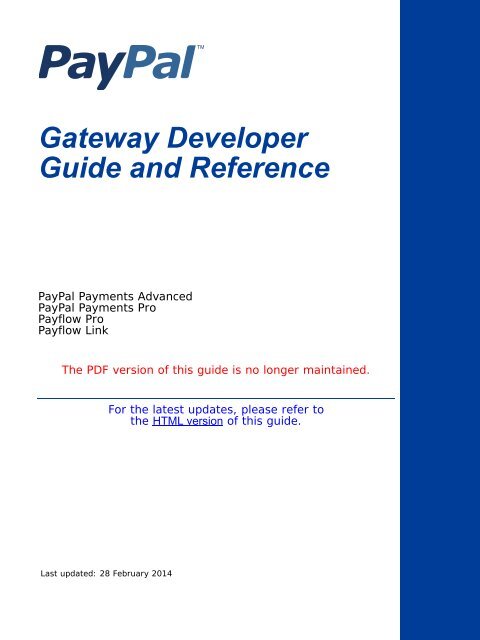 Payflow Gateway Developer Guide and Reference