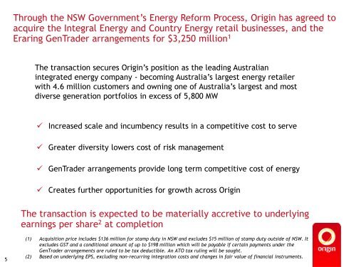 Origin Energy Not for Distribution or release in the United States of ...