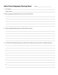 Hall-of-Fame Biography Planning Sheet