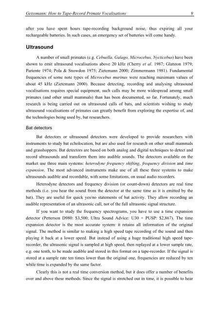 How To Tape-Record Primate Vocalisations - Gibbon Research Lab