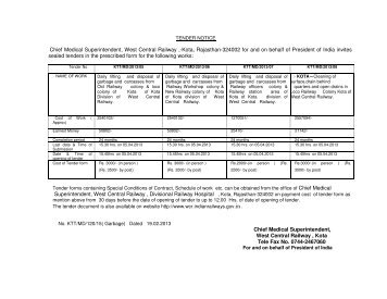 Chief Medical Superintendent, West Central Railway ,-Kota ...