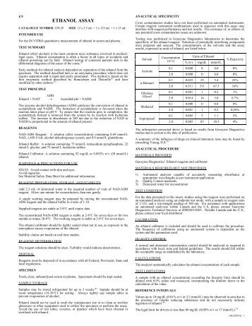 ETHANOL ASSAY - Sekisui Diagnostics