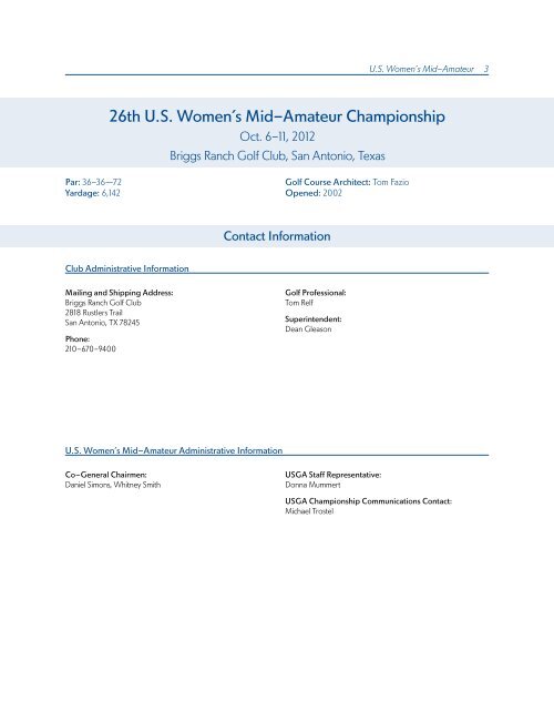 ChAmpionShipS mediA GUide - USGA