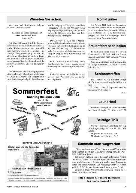 Vereinsnachrichten- Ausgabe 1/2008 - MTG Horst