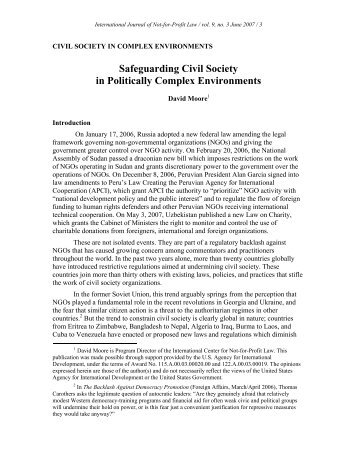 Safeguarding Civil Society in Politically Complex Environments