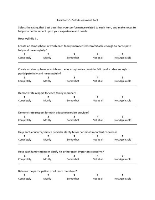 Facilitator's Self-Assessment Tool.pdf - Direction Service