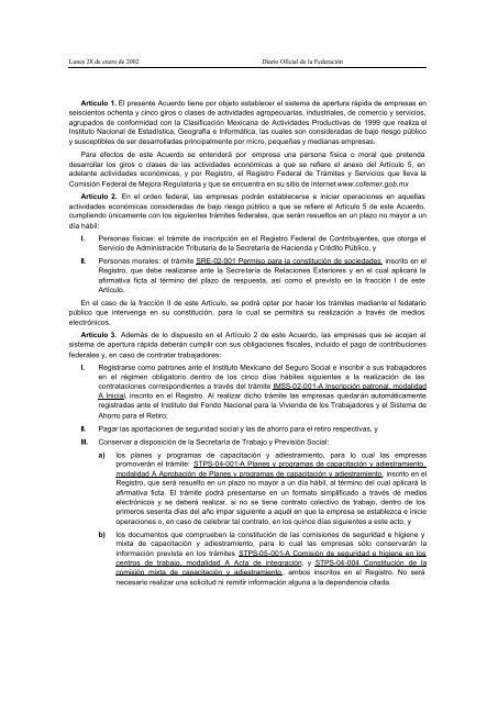 Acuerdo que establece el sistema de apertura rÃ¡pida de empresas.
