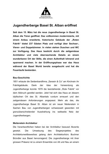 Jugendherberge Basel St. Alban eröffnet - Schweizer ...