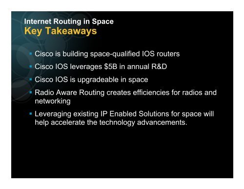 Internet Routing in Space (IRIS) - CCSDS