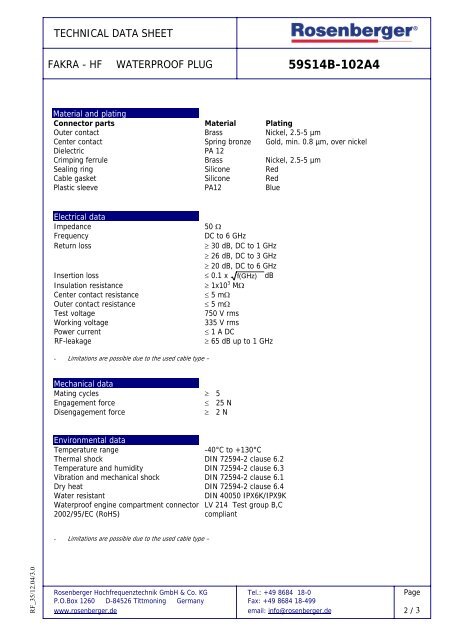 59S14B-102A4 - Rosenberger