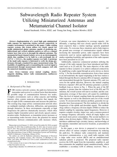 Subwavelength Radio Repeater System Utilizing ... - IEEE Xplore