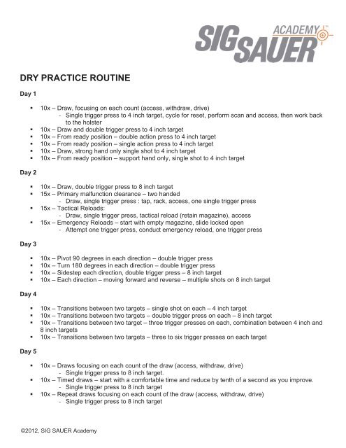 dry practice routine - Sig Sauer