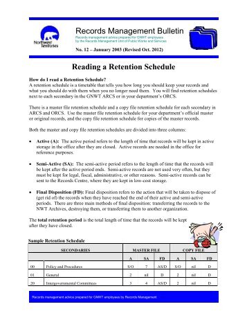 Reading a Retention Schedule - Department of Public Works and ...