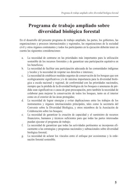 Programa de trabajo ampliado sobre diversidad biolÃ³gica forestal