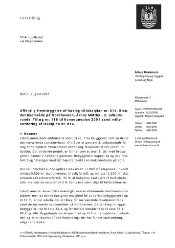 Indstilling - Velkommen til Ãrhus Kommune