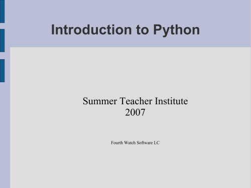 Introduction to Python