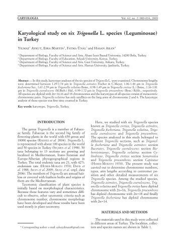 Karyological study on six Trigonella L. species (Leguminosae) in ...