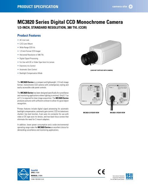 MC3820 Series Digital CCD Monochrome Camera - Cables Plus USA