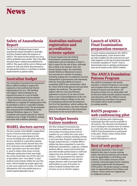ANZCA Bulletin - June 2009 - Australian and New Zealand College ...