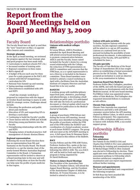 ANZCA Bulletin - June 2009 - Australian and New Zealand College ...