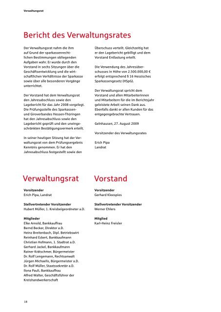 Bericht des Verwaltungsrates - Kreissparkasse Gelnhausen