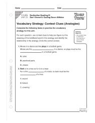 Vocabulary Strategy: Context Clues (Analogies) - Houghton Mifflin ...