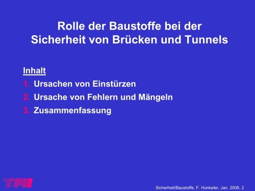 (zB Chloride), Alterung, Korrosion 5. Überwachung ... - ETH Zürich