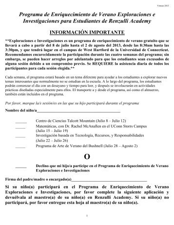 Programa de Enriquecimiento de Verano Exploraciones e ...