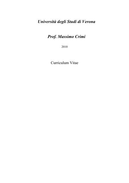 Curriculum (pdf, it, 114 KB, 9/30/10) - UniversitÃ  degli Studi di Verona