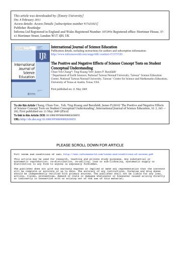 The positive and negative effects of science concept tests on student ...