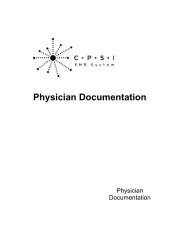 Physician Documentation - CPSI Application Documentation