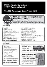 The Mill Adventure Base Prices 2012