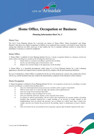 Application for a Home Occupation, Business or ... - City of Armadale