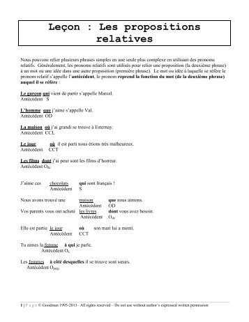 LeÃ§on : Les propositions relatives