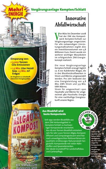 Aus Bioabfall wird beste Komposterde, Strom und Wärme - ZAK