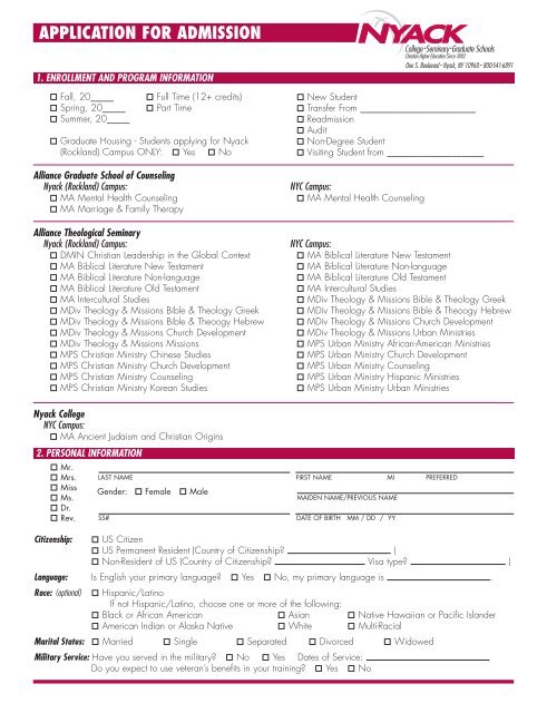 Single Sheets - Nyack College