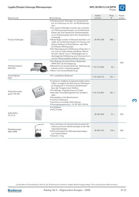 Kapitel 3 Wärmepumpen Logatherm/Logafix - Buderus