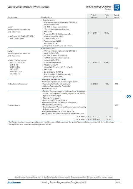 Kapitel 3 Wärmepumpen Logatherm/Logafix - Buderus