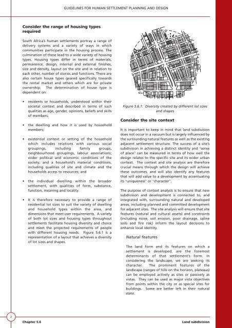 VOLUME 1 HUMAN SETTLEMENT PLANNING AND ... - CSIR