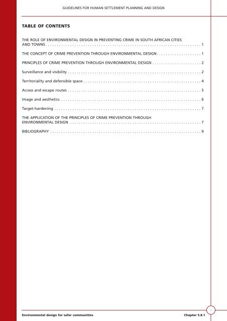 VOLUME 1 HUMAN SETTLEMENT PLANNING AND ... - CSIR