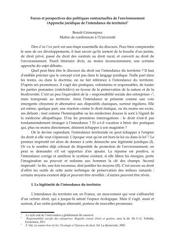 Forces et perspectives des politiques contractuelles de l ...