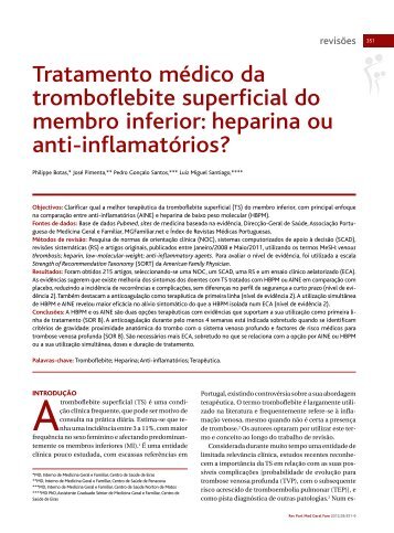 Tratamento mÃ©dico da tromboflebite superficial do membro inferior ...