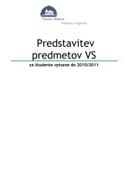 subject specification - Fakulteta za logistiko - Univerza v Mariboru