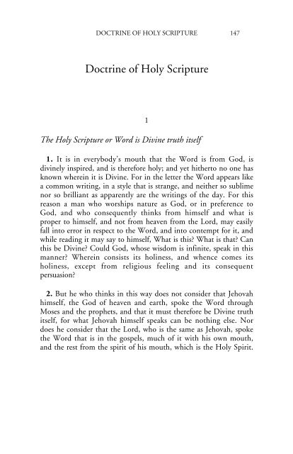 Doctrine of Holy Scripture - Swedenborg Foundation