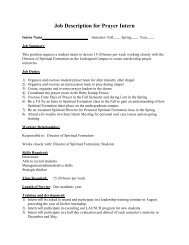 Job Description for Prayer Intern