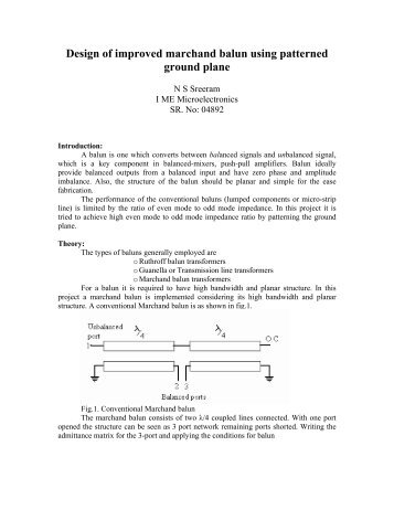 Design of improved marchand balun using patterned ground plane