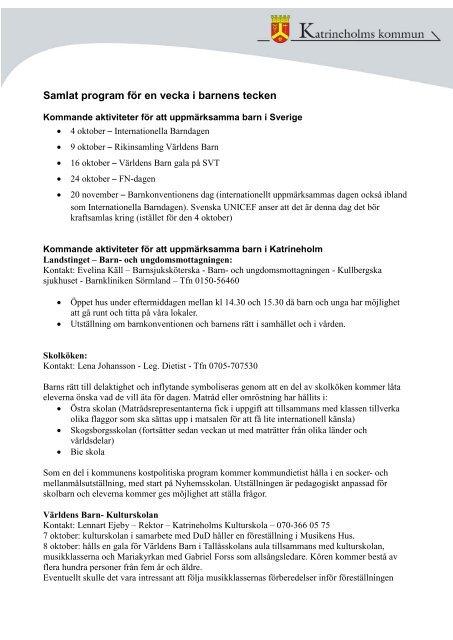 Detaljerat program - Katrineholms kommun