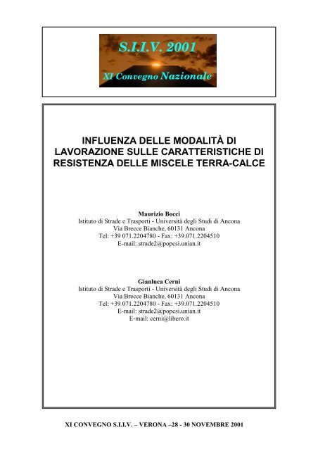 Influenza delle modalitaÂ´ di lavorazione sulle ... - sito in costruzione