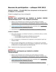 Bourses de participation – colloque VVS 2012