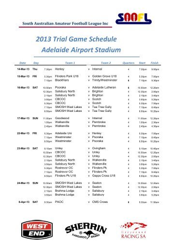 South Australian Amateur Football League Inc - saafl